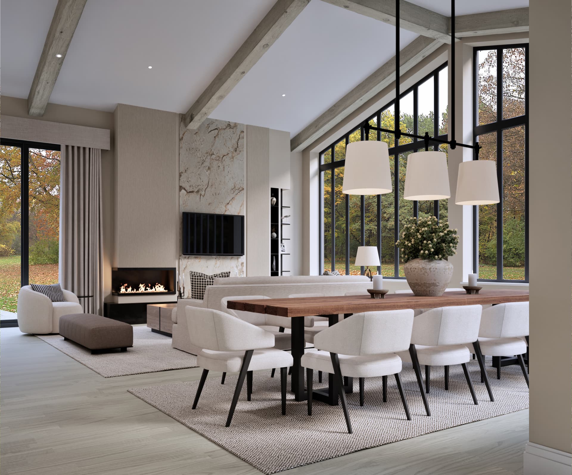 Vaulted open-plan living & dining